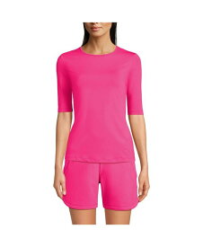 【送料無料】 ランズエンド レディース トップのみ 水着 Women's Crew Neck Rash Guard UPF 50 Swim Tee Prism pink