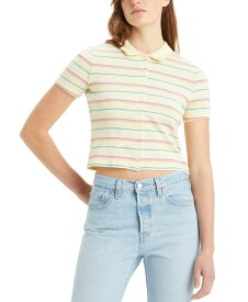 【送料無料】 リーバイス レディース シャツ トップス Women's Suki Cotton Stripe-Print Button-Front Polo Shirt Yellow Stripe