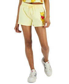 【送料無料】 ディズニー レディース ハーフパンツ・ショーツ ボトムス Juniors' Winnie The Pooh Graphic Low-Rise Shorts Light Yellow
