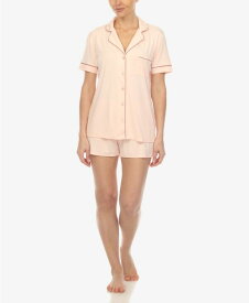 【送料無料】 ホワイトマーク レディース ナイトウェア アンダーウェア Women's 2 Pc. Short Sleeve Pajama Set Pink