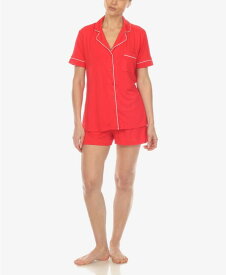 【送料無料】 ホワイトマーク レディース ナイトウェア アンダーウェア Women's 2 Pc. Short Sleeve Pajama Set Red