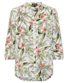 【送料無料】 オルセン レディース シャツ トップス Women's 3/4 Cotton Viscose Tropic Jungle Print Tunic Shirt Light khaki
