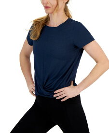 【送料無料】 イデオロギー レディース Tシャツ トップス Women's Twist-Front Performance T-Shirt Navy Serenity/deep Black