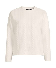 【送料無料】 ランズエンド レディース パーカー・スウェット アウター Women's Over d Quilted Cable Sweatshirt Fresh ivory