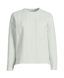 【送料無料】 ランズエンド レディース パーカー・スウェット アウター Women's Over d Quilted Cable Sweatshirt Soft gray birch heather