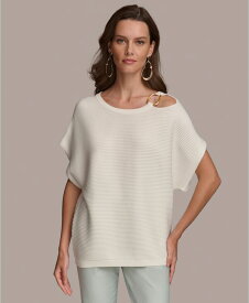 【送料無料】 ダナキャラン レディース ニット・セーター アウター Women's Dolman-Sleeve Shoulder-Cutout Sweater Cream