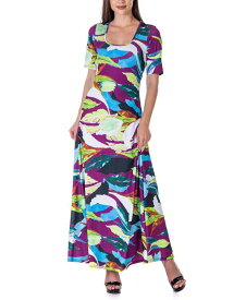【送料無料】 24セブンコンフォート レディース ワンピース トップス Women's Print Elbow Sleeve Casual A Line Maxi Dress Miscellane