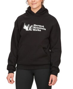 }[bg fB[X gbvX Vc vg u S p[J[ Marmot Women's MMW Logo-Print Ribbed-Trim Hoodie Black ubN