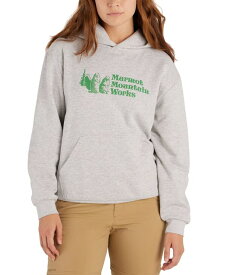 【送料無料】 マーモット レディース シャツ トップス Women's MMW Logo-Print Ribbed-Trim Hoodie Light Grey