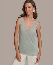 【送料無料】 ダナキャラン レディース ニット・セーター アウター Women's Crystal Detail Pointelle Sweater Tank Frost Blue