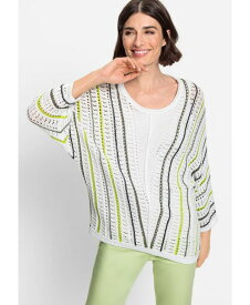 【送料無料】 オルセン レディース ニット・セーター アウター Women's Linen Blend Dolman Sleeve Open Knit Sweater White