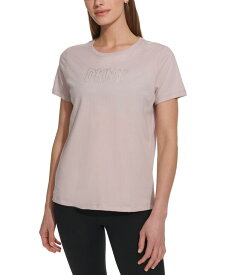 【送料無料】 ダナ キャラン ニューヨーク レディース Tシャツ トップス Women's Cotton Embellished-Logo T-Shirt Dune