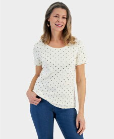 【送料無料】 スタイルアンドコー レディース シャツ トップス Women's Printed Short-Sleeve Scoop-Neck Top Simple Dot