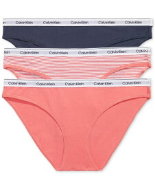【送料無料】 カルバンクライン レディース パンツ アンダーウェア Women's 3-Pk. Modern Logo Low-Rise Bikini Underwear QD5207 Speakeasy/Calypso Coral/Calypso Coral Stripe