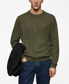【送料無料】 マンゴ メンズ ニット・セーター アウター Men's Structured Cotton Sweater Khaki