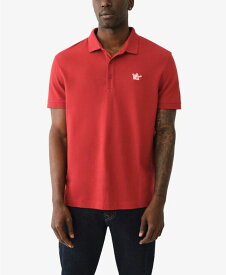 【送料無料】 トゥルーレリジョン メンズ Tシャツ トップス Men's Short Sleeve Relaxed Buddha Patch Polo Shirts Red