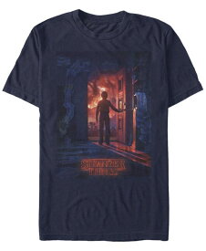 【送料無料】 フィフスサン メンズ Tシャツ トップス Men's Stranger Things Will Opening Door Poster Short Sleeve T-Shirt Navy