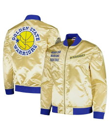 【送料無料】 ミッチェル&ネス メンズ ジャケット・ブルゾン アウター Men's Gold Distressed Golden State Warriors Team OG 2.0 Vintage-Like Logo Satin Full-Zip Jacket Gold
