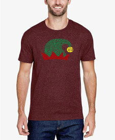 【送料無料】 エルエーポップアート メンズ Tシャツ トップス Men's Christmas Elf Hat Premium Blend Word Art T-shirt Burgundy