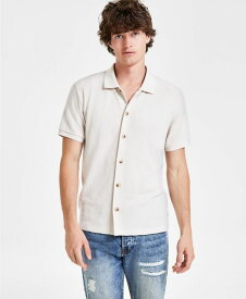 【送料無料】 ゲス メンズ ポロシャツ トップス Men's Joshua Textured-Knit Button-Down Shirt Dreamy Moon