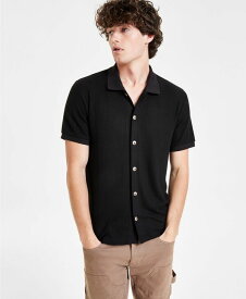 【送料無料】 ゲス メンズ ポロシャツ トップス Men's Joshua Textured-Knit Button-Down Shirt Jet Black