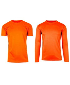 【送料無料】 ギャラクシーバイハルビック メンズ Tシャツ トップス Men's Short Sleeve Long Sleeve Moisture-Wicking Quick Dry Performance Crew Neck Tee-2 Pack Neon Orange-Neon Orange