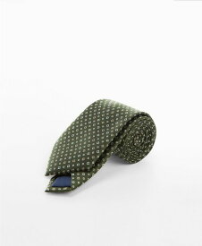 【送料無料】 マンゴ メンズ ネクタイ アクセサリー Men's Geometric Patterned Tie Dark Green