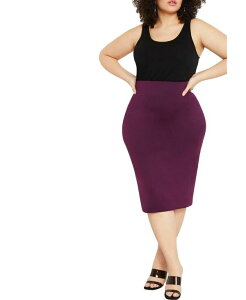 �G���N�C ���f�B�[�X �{�g���X �X�J�[�g �v���X�T�C�Y ELOQUII Plus Size Neoprene Pencil Skirt Potent purple �p�[�v��