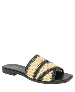 BCB WFl[V fB[X V[Y T_ BCBGeneration Women's Lileen Slip-On Woven Raffia Flat Sandals Black Natural ubN
