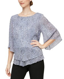 【送料無料】 アレックスイブニングス レディース シャツ トップス Women's Printed Metallic Knit Tiered Pointed-Hem Blouse Lavender