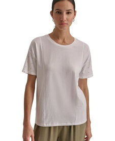 【送料無料】 ダナ キャラン ニューヨーク レディース シャツ トップス Women's Crewneck Embellished-Dolman-Sleeve Top White