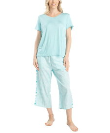 【送料無料】 ムクルクス レディース ナイトウェア アンダーウェア Women's 2-Pc. Coastal Life Cropped Pajamas Set Blue Paisley