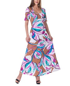 【送料無料】 24セブンコンフォート レディース ワンピース トップス Women's Print Elbow Sleeve Casual A Line Maxi Dress Miscellane