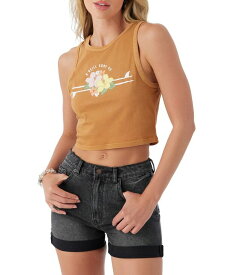 【送料無料】 オニール レディース シャツ トップス Juniors' Tropical Surf Cropped Tank Top Brown Sugar