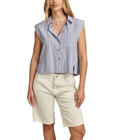 【送料無料】 ラッキーブランド レディース シャツ トップス Women's Cotton Sleeveless Bubble Hem Shirt Blue Stripe