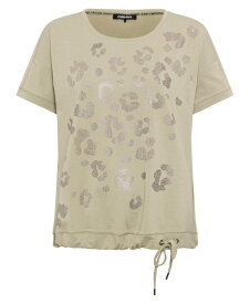 【送料無料】 オルセン レディース シャツ トップス Women's Cotton Blend Embellished Leo Print T-Shirt Light khaki