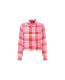 【送料無料】 オルセン レディース ジャケット・ブルゾン アウター Women's 100% Linen Plaid Cropped Jacket Paradise pink