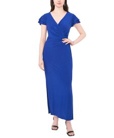 【送料無料】 ミスク レディース ワンピース トップス Women's Surplice-Neck Ruffle-Sleeve Maxi Dress Goddess Blue