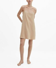 【送料無料】 マンゴ レディース ナイトウェア アンダーウェア Women's Cotton Gauze Nightdress Medium Brown