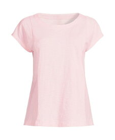 【送料無料】 ランズエンド レディース シャツ トップス Women's Slub Wedge T-Shirt Simply pink stripe