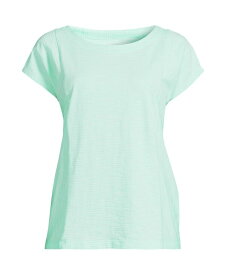 【送料無料】 ランズエンド レディース シャツ トップス Women's Slub Wedge T-Shirt Spring green stripe