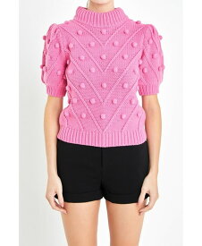 【送料無料】 イングリッシュファクトリー レディース ニット・セーター アウター Women's Pom Pom Puff Sleeve Sweater Pink