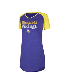 【送料無料】 コンセプツ スポーツ レディース ナイトウェア アンダーウェア Women's Purple Gold Distressed Minnesota Vikings Raglan V-Neck Nightshirt Purple Gold