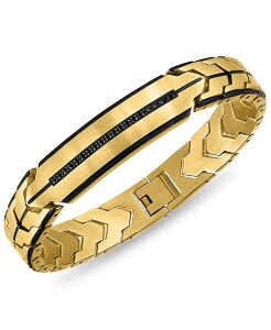 GXN@CA Y ANZT[ uXbgEoOEANbg TVc Esquire Men's Jewelry Black Diamond Chevron Link Bracelet (1/4 ct. t.w.) in Stainless Steel Gold-Tone S[h