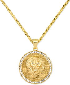 【送料無料】 シモン アイ スミス レディース ネックレス・チョーカー・ペンダントトップ アクセサリー Men's Crystal Lion Medallion 24" Pendant Necklace in Yellow Ion-Plated Stainless Steel Gold Tone