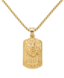 【送料無料】 シモン アイ スミス レディース ネックレス・チョーカー・ペンダントトップ アクセサリー Crystal Lion Head & Greek Key Dog Tag 24" Pendant Necklace in Yellow Ion-Plated Stainless Steel Gold-Tone