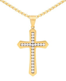【送料無料】 シモン アイ スミス レディース ネックレス・チョーカー・ペンダントトップ アクセサリー Men's Cubic Zirconia Cross 24" Pendant Necklace in Gold-Tone Ion-Plated Stainless Steel Gold-Tone