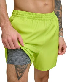 【送料無料】 ダナ キャラン ニューヨーク メンズ ハーフパンツ・ショーツ 水着 Men's Tonal Logo Stretch 5" Volley Shorts Lime