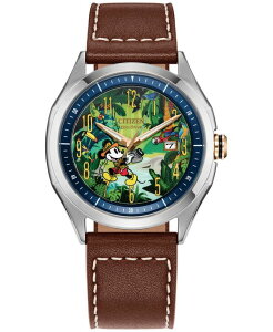 V`Y Y ANZT[ rv U[ Citizen Eco-Drive Men's Disney Mickey Mouse Explorer Brown Leather Strap Watch 41mm No Color