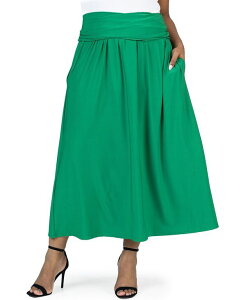 24 �Z�u���R���t�H�[�g ���f�B�[�X �{�g���X �X�J�[�g �v���X�T�C�Y �}�L�V 24seven Comfort Apparel Plus Size Foldover Maxi Skirt With Pockets Green �O���[��
